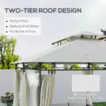 Outsunny 10' x 13' Double Roof Patio Gazebo, Outdoor Gazebo with Curtains, for Garden, Lawn, Backyard and Deck, Cream White - Image 4