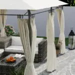 Outsunny 10' x 13' Double Roof Patio Gazebo, Outdoor Gazebo with Curtains, for Garden, Lawn, Backyard and Deck, Cream White - Image 9