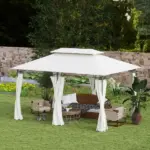 Outsunny 10' x 13' Double Roof Patio Gazebo, Outdoor Gazebo with Curtains, for Garden, Lawn, Backyard and Deck, Cream White - Image 10