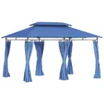 Outsunny 10 ft x 13 ft Double Roof Patio Gazebo, Outdoor Gazebo with Curtains, for Garden, Lawn, Backyard and Deck, Dark Blue - Image 11