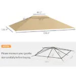 10' x 13' Gazebo Replacement Canopy Cover, Gazebo Roof Replacement (TOP COVER ONLY), Khaki - Image 3
