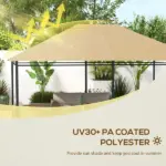 10' x 13' Gazebo Replacement Canopy Cover, Gazebo Roof Replacement (TOP COVER ONLY), Khaki - Image 4