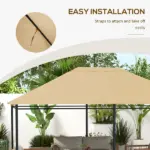 10' x 13' Gazebo Replacement Canopy Cover, Gazebo Roof Replacement (TOP COVER ONLY), Khaki - Image 6