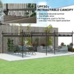 10' x 13' Metal Retractable Pergola Canopy, Outdoor Pergola for Garden, Patio, Backyard, Deck, Brown - Image 4
