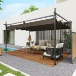 10' x 13' Metal Retractable Pergola Canopy, Outdoor Pergola for Garden, Patio, Backyard, Deck, Brown - Image 7