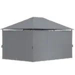 10 x 13 Outdoor Gazebo, Canopy Shelter with 6 Sidewalls, Steel Frame, Gray for Garden and Backyard, Gray - Image 11