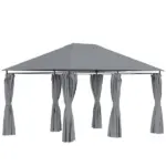10 x 13 Outdoor Gazebo, Canopy Shelter with 6 Sidewalls, Steel Frame, Gray for Garden and Backyard, Gray