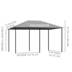 10 x 13 Outdoor Gazebo, Canopy Shelter with 6 Sidewalls, Steel Frame, Gray for Garden and Backyard, Gray - Image 3