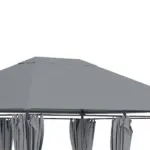 10 x 13 Outdoor Gazebo, Canopy Shelter with 6 Sidewalls, Steel Frame, Gray for Garden and Backyard, Gray - Image 9