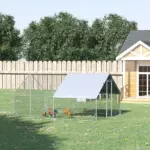 10 x 13 x 6.5 Large Metal Chicken Coops Walk-in Poultry Cage with Cover Lockable Door for Outdoor Backyard Silver - Image 12