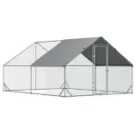 10 x 13 x 6.5 Large Metal Chicken Coops Walk-in Poultry Cage with Cover Lockable Door for Outdoor Backyard Silver