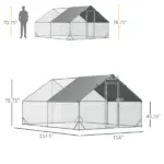 10 x 13 x 6.5 Large Metal Chicken Coops Walk-in Poultry Cage with Cover Lockable Door for Outdoor Backyard Silver - Image 3