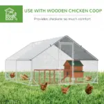 10 x 13 x 6.5 Large Metal Chicken Coops Walk-in Poultry Cage with Cover Lockable Door for Outdoor Backyard Silver - Image 5