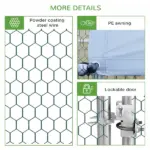10 x 13 x 6.5 Large Metal Chicken Coops Walk-in Poultry Cage with Cover Lockable Door for Outdoor Backyard Silver - Image 7