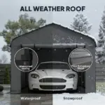 Outsunny 10 ft x 15 ft Metal Carport, Heavy Duty Garage Car Canopy with Galvanized Metal Roof and Removable Sidewalls, Dark Gray - Image 4
