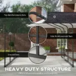 Outsunny 10 ft x 15 ft Metal Carport, Heavy Duty Garage Car Canopy with Galvanized Metal Roof and Removable Sidewalls, Dark Gray - Image 6