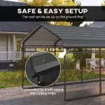 Outsunny 10 ft x 15 ft Metal Carport, Heavy Duty Garage Car Canopy with Galvanized Metal Roof and Removable Sidewalls, Dark Gray - Image 8