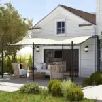 10' x 16' Outdoor Pergola Canopy, Metal Patio Canopy with Drainage Holes for Backyard, Garden, Cream White - Image 2