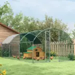 10' x 20' Large Metal Chicken Coop with Run, Walk-in Chicken Pen Chicken Cage with Cover for Outdoor Backyard, Silver - Image 11