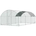 10' x 20' Large Metal Chicken Coop with Run, Walk-in Chicken Pen Chicken Cage with Cover for Outdoor Backyard, Silver - Image 13