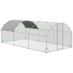 10' x 20' Large Metal Chicken Coop with Run, Walk-in Chicken Pen Chicken Cage with Cover for Outdoor Backyard, Silver