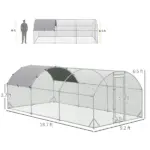 10' x 20' Large Metal Chicken Coop with Run, Walk-in Chicken Pen Chicken Cage with Cover for Outdoor Backyard, Silver - Image 3