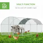 10' x 20' Large Metal Chicken Coop with Run, Walk-in Chicken Pen Chicken Cage with Cover for Outdoor Backyard, Silver - Image 5