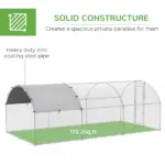 10' x 20' Large Metal Chicken Coop with Run, Walk-in Chicken Pen Chicken Cage with Cover for Outdoor Backyard, Silver - Image 6
