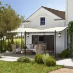 10' x 20' Outdoor Pergola Canopy, Metal Patio Canopy with Drainage Holes for Backyard, Garden, Cream White - Image 2