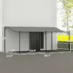 10' x 20' Outdoor Pergola Canopy, Metal Patio Canopy with Drainage Holes for Backyard, Garden, Dark Gray - Image 3