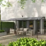 10' x 20' Outdoor Pergola Canopy, Metal Patio Canopy with Drainage Holes for Backyard, Garden, Dark Gray - Image 9