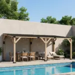 Outsunny 10 ft x 20 ft Wooden Gazebo, Hardtop Lean-to Gazebo Pergola with Galvanized Steel Sloped Roof, Light Walnut - Image 11