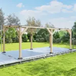 Outsunny 10 ft x 20 ft Wooden Gazebo, Hardtop Lean-to Gazebo Pergola with Galvanized Steel Sloped Roof, Light Walnut - Image 3