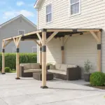 Outsunny 10 ft x 20 ft Wooden Gazebo, Hardtop Lean-to Gazebo Pergola with Galvanized Steel Sloped Roof, Light Walnut - Image 7