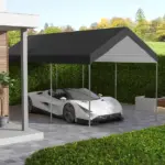 Outsunny 10 x 20 Inch Carport Replacement Canopy, UV Resistant, with Ball Bungee Cords, Dark Gray - Image 2