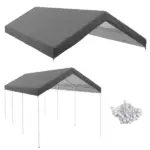Outsunny 10 x 20 Inch Carport Replacement Canopy, UV Resistant, with Ball Bungee Cords, Dark Gray - Image 11