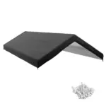 Outsunny 10 x 20 Inch Carport Replacement Canopy, UV Resistant, with Ball Bungee Cords, Dark Gray