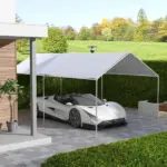 10 x 20ft Carport Roof, UV Resistant Canopy Replacement Cover with Ball Bungee Cords, White - Image 2