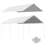 10 x 20ft Carport Roof, UV Resistant Canopy Replacement Cover with Ball Bungee Cords, White - Image 11