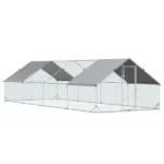 PawHut 10 ft x 26 ft x 6.5 ft Large Metal Chicken Coop with Run, Walk-in Poultry Cage Hen Playpen House with Cover and Lockable Door for Farm