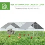 PawHut 10 ft x 26 ft x 6.5 ft Large Metal Chicken Coop with Run, Walk-in Poultry Cage Hen Playpen House with Cover and Lockable Door for Farm - Image 5
