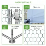 PawHut 10 ft x 26 ft x 6.5 ft Large Metal Chicken Coop with Run, Walk-in Poultry Cage Hen Playpen House with Cover and Lockable Door for Farm - Image 7