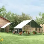 PawHut 10 ft x 26 ft x 6.5 ft Large Metal Chicken Coop with Run, Walk-in Poultry Cage Hen Playpen House with Cover and Lockable Door for Farm - Image 10