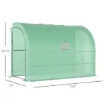 10' x 5' Lean to Green House, Walk-in GreenHouse with 2 Doors and Windows, PE Cover and 3 Shelves, Green - Image 3