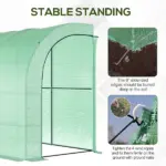 10' x 5' Lean to Green House, Walk-in GreenHouse with 2 Doors and Windows, PE Cover and 3 Shelves, Green - Image 4