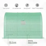 10' x 5' Lean to Green House, Walk-in GreenHouse with 2 Doors and Windows, PE Cover and 3 Shelves, Green - Image 6