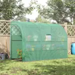 10' x 5' Lean to Green House, Walk-in GreenHouse with 2 Doors and Windows, PE Cover and 3 Shelves, Green - Image 10