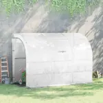 Outsunny 10' x 5' x 7' Lean-to Walk-in Greenhouse, White PE Cover, with 2 Roll-up Doors, Windows and 3 Wire Shelves, Plant Nursery - Image 2