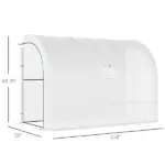 Outsunny 10' x 5' x 7' Lean-to Walk-in Greenhouse, White PE Cover, with 2 Roll-up Doors, Windows and 3 Wire Shelves, Plant Nursery - Image 3