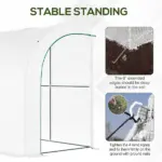 Outsunny 10' x 5' x 7' Lean-to Walk-in Greenhouse, White PE Cover, with 2 Roll-up Doors, Windows and 3 Wire Shelves, Plant Nursery - Image 4